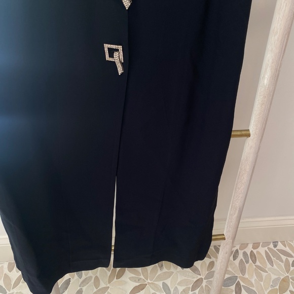 Vintage Clips Italy Sleeveless Long Evening Black Dress Slits Size Italian 46 - Picture 6 of 8